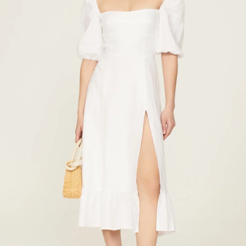 Reformation White Belgium Linen Dress